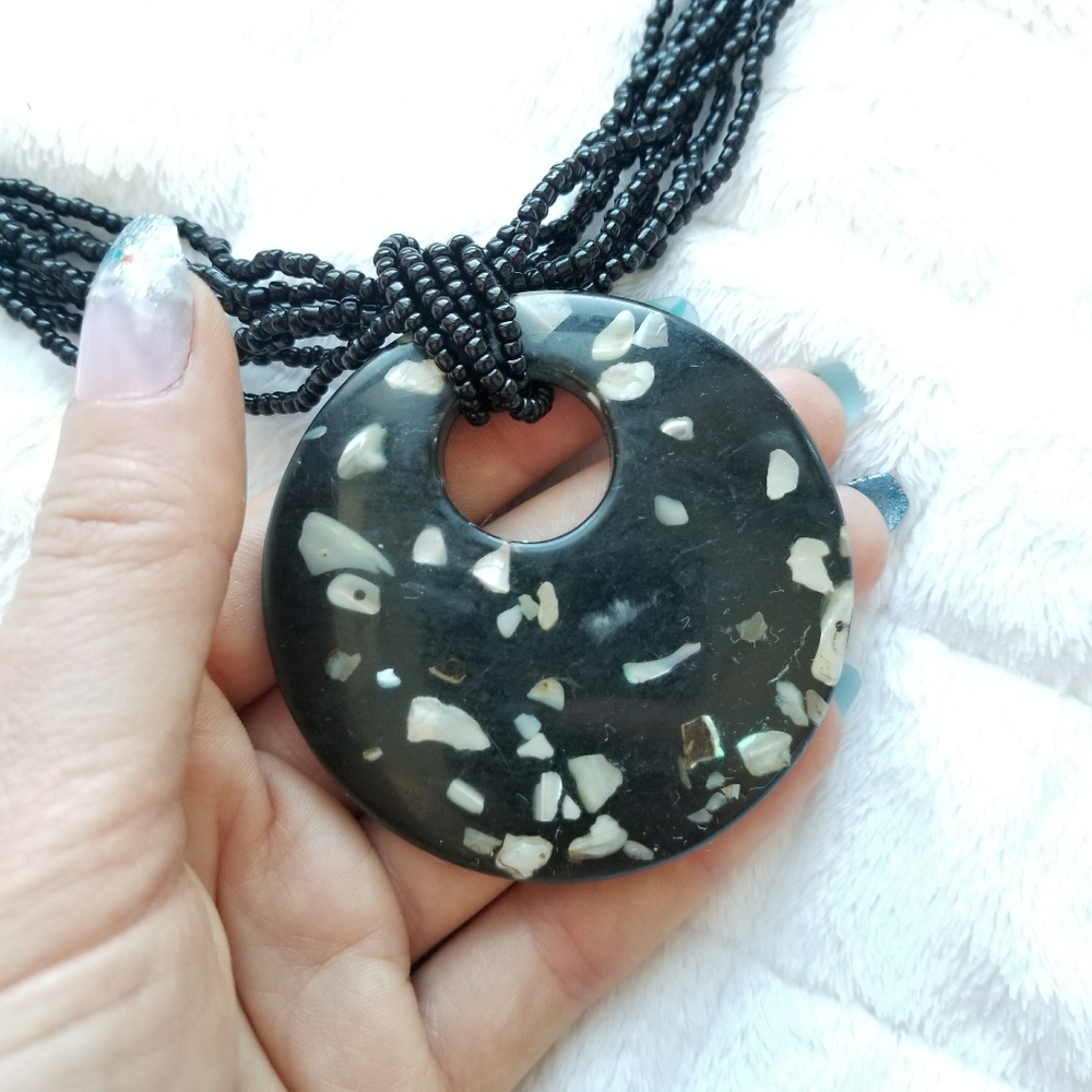 Hand Crafted Abalone Shell Statement Necklace - image 4